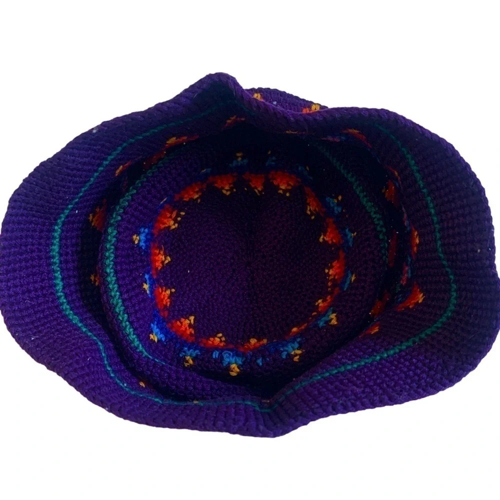 Handmade Knit Purple and Orange Bucket Kufi Kids Hat